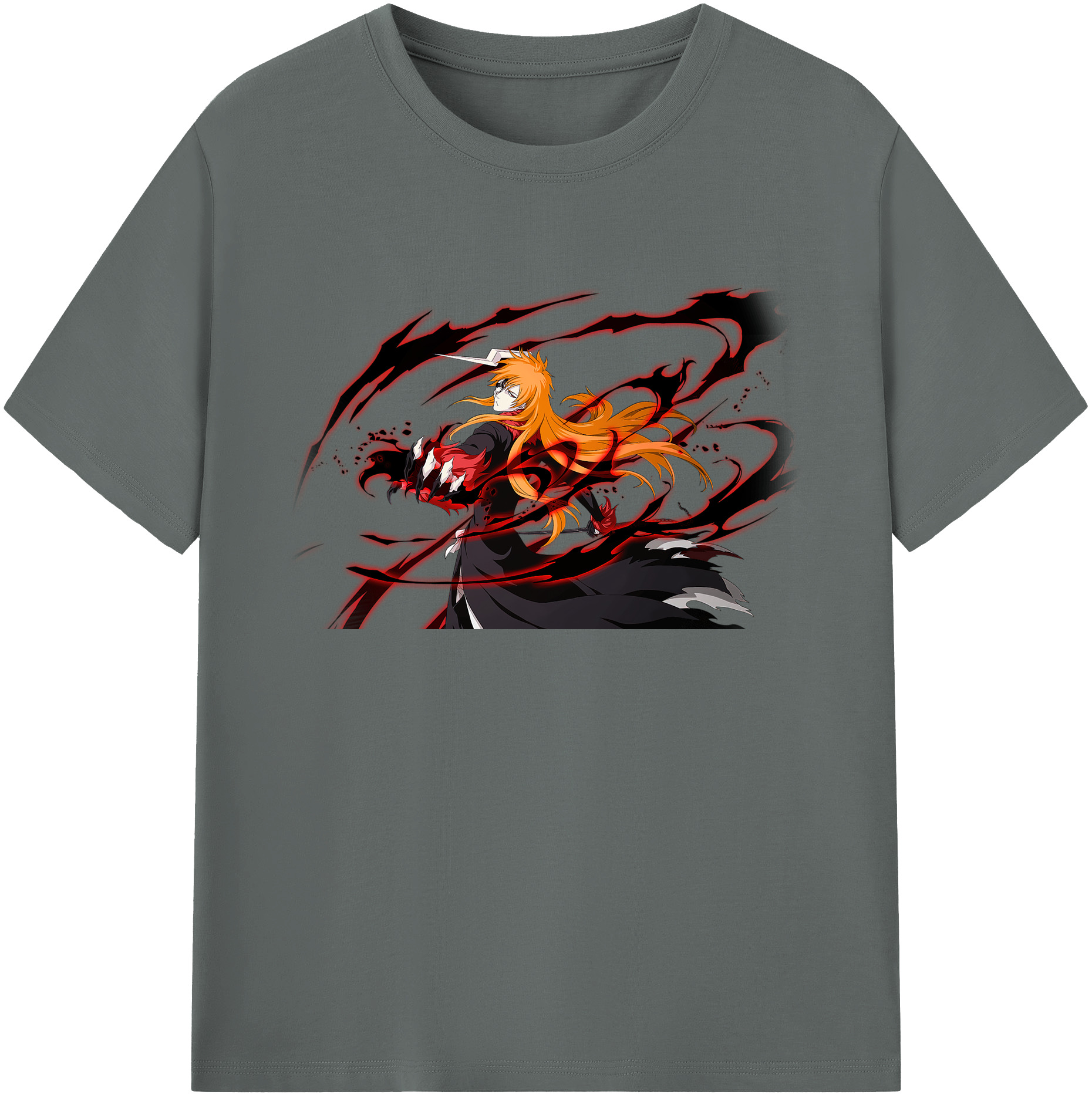 （画像用） ブリーチ 黒崎一護（くろさき いちご）BLEACH Kurosaki Ichigo 綿100％ メンズ半袖Tシャツ｜肌触りやわらか＆通気性